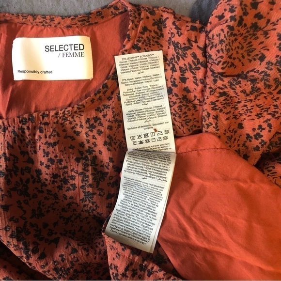 Selected FEMME Floral Print Pintucked Top blouse burgundy black - Picture 11 of 12